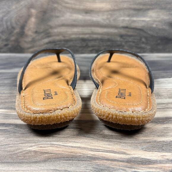 NIB Born Basic Maite 7M Black Leather Flip Flops Comfort Flat Thong Sandals - Picture 6 of 11